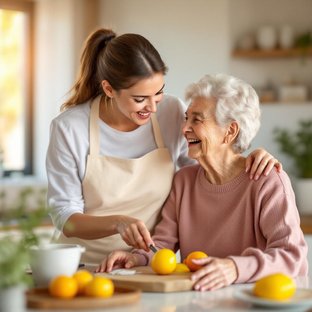 Adult child discussing reverse mortgage options with elderly parent