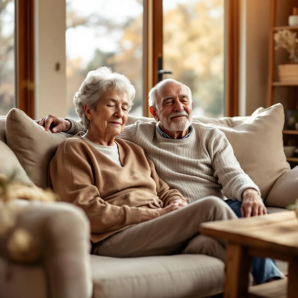 Senior couple relieved about retirement financial cushion